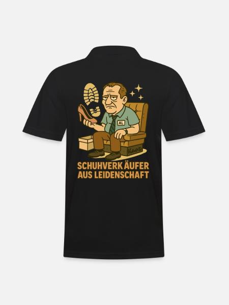 Schuhverkäufer Comicmotiv mit Al auf Sofa - Männer Poloshirt - Schwarz
