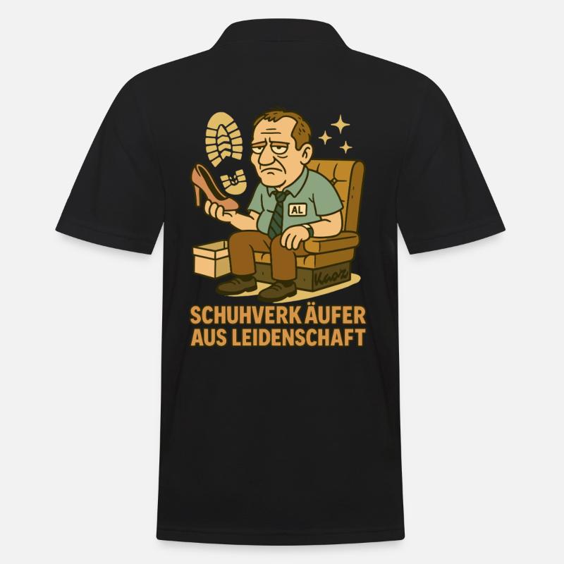 Schuhverkäufer Comicmotiv mit Al auf Sofa - Männer Poloshirt - Schwarz