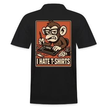 Angry monkey on drawing tablet comic style - Men's Polo Shirt - black - Back - Kai (181cm)