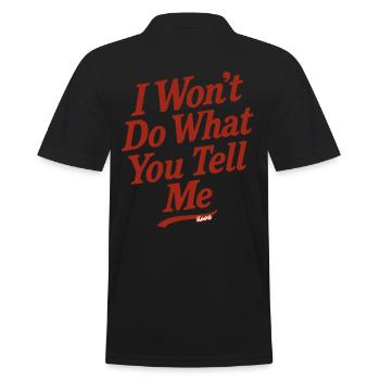 Dicton rebelle : Je ne fais pas ce que tu dis - Polo Homme - noir - Dos - Kai (181cm)
