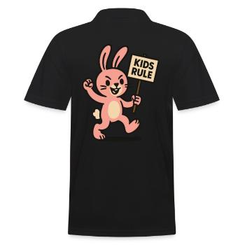 Funny bunny with shield children rule - Men's Polo Shirt - black - Back - Kai (181cm)