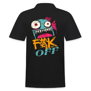 Wild fish cries out for take-off in bright colors - Men's Polo Shirt - black - Back - Kai (181cm)