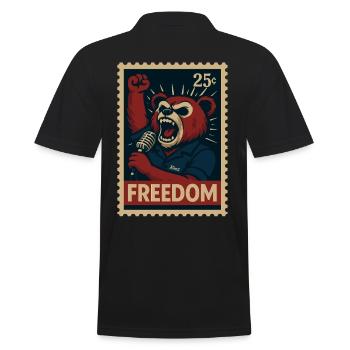 Rebellischer Bär ruft mit Mikro nach Freiheit - Männer Poloshirt - Schwarz - Hinten - Kai (181cm)