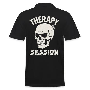 Skull with Saying Therapy Session - Men's Polo Shirt - black - Back - Kai (181cm)