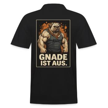 Muscular fighting dog with saying mercy is out - Men's Polo Shirt - black - Back - Kai (181cm)