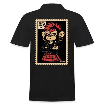 Punk Affe Mädchen im Briefmarken Look - Männer Poloshirt - Schwarz - Hinten - Kai (181cm)