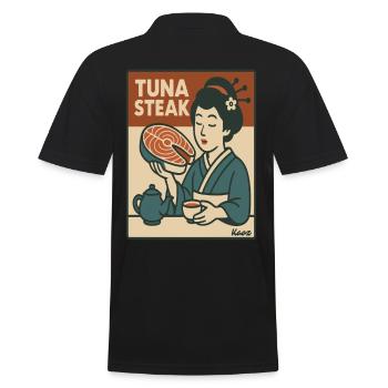 Geisha mit Thunfisch Steak Retro Japan Stil - Männer Poloshirt - Schwarz - Hinten - Kai (181cm)