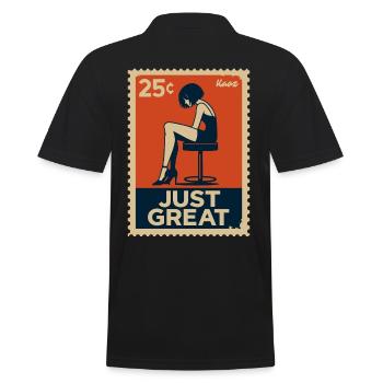 Thoughtful Woman on Stool Retro Look: Na Toll - Men's Polo Shirt - black - Back - Kai (181cm)