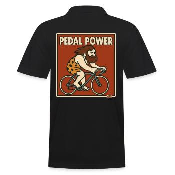 Höhlenmensch auf Rennrad Fahrrad mit Muskelkraft - Männer Poloshirt - Schwarz - Hinten - Kai (181cm)