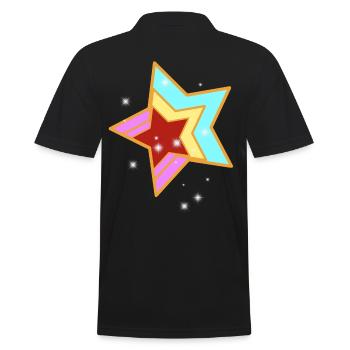 Retro Sterne Vintage 60er 80er - Männer Poloshirt - Schwarz - Hinten - Kai (181cm)