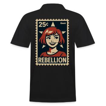 Mädchen Rebellin mit Stern und Sommersprossen - Männer Poloshirt - Schwarz - Hinten - Kai (181cm)
