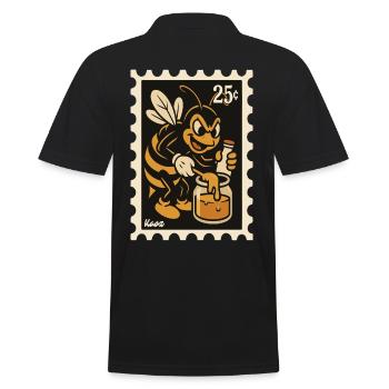 Comic-Biene mit Honig im Glas - Männer Poloshirt - Schwarz - Hinten - Kai (181cm)