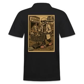 Skeleton with shopping cart and drink - Men's Polo Shirt - black - Back - Kai (181cm)