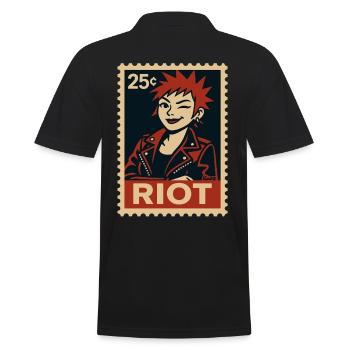 Punk Frau mit roter Frisur - Männer Poloshirt - Schwarz - Hinten - Kai (181cm)