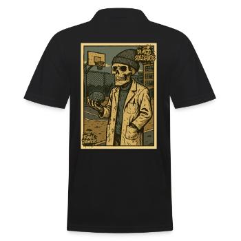 Skeleton with brain on basketball court - Men's Polo Shirt - black - Back - Kai (181cm)