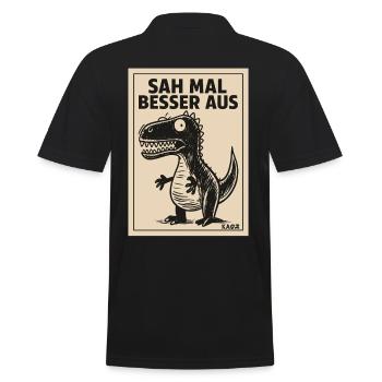 Lustiger Dino Spruch Sah mal besser aus - Männer Poloshirt - Schwarz - Hinten - Kai (181cm)
