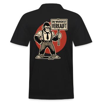 Angry gorilla with sign "You have been sold" - Men's Polo Shirt - black - Back - Kai (181cm)