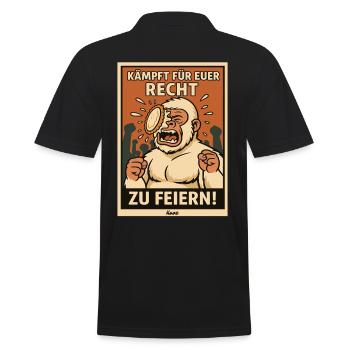 Yeti mit Torte im Gesicht auf einer Party - Männer Poloshirt - Schwarz - Hinten - Kai (181cm)