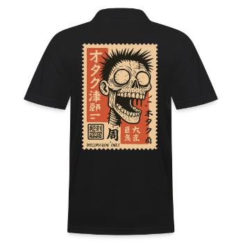 Zombie stamp with Japanese text decoration - Men's Polo Shirt - black - Back - Kai (181cm)