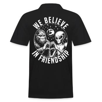 Bigfoot Et Alien Sasquatch Amour Signe De La Main - Polo Homme - noir - Dos - Kai (181cm)