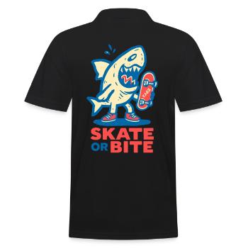 Requin de dessin animé avec planche à roulettes et dire - Polo Homme - noir - Dos - Kai (181cm)