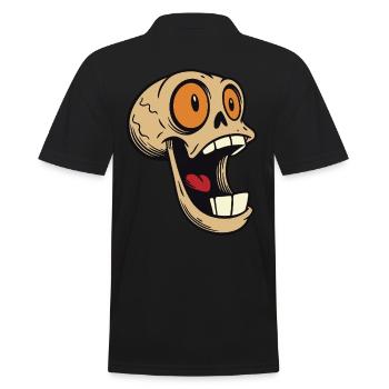 Lachender Totenkopf mit großen Augen - Männer Poloshirt - Schwarz - Hinten - Kai (181cm)