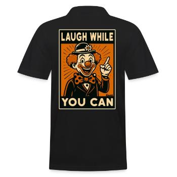 Laughing clown in retro comic style - Men's Polo Shirt - black - Back - Kai (181cm)