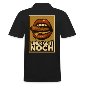 Sausage with sauce and saying "One more goes" - Men's Polo Shirt - black - Back - Kai (181cm)
