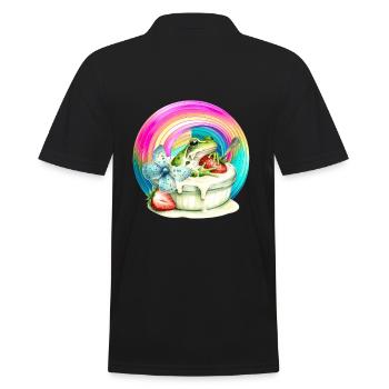 Regenbogen Frosch Eis Erdbeere Eiskrem Kind - Männer Poloshirt - Schwarz - Hinten - Kai (181cm)