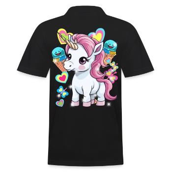 Einhorn Kinder Mädchen Jungen Eis Eiskrem - Männer Poloshirt - Schwarz - Hinten - Kai (181cm)