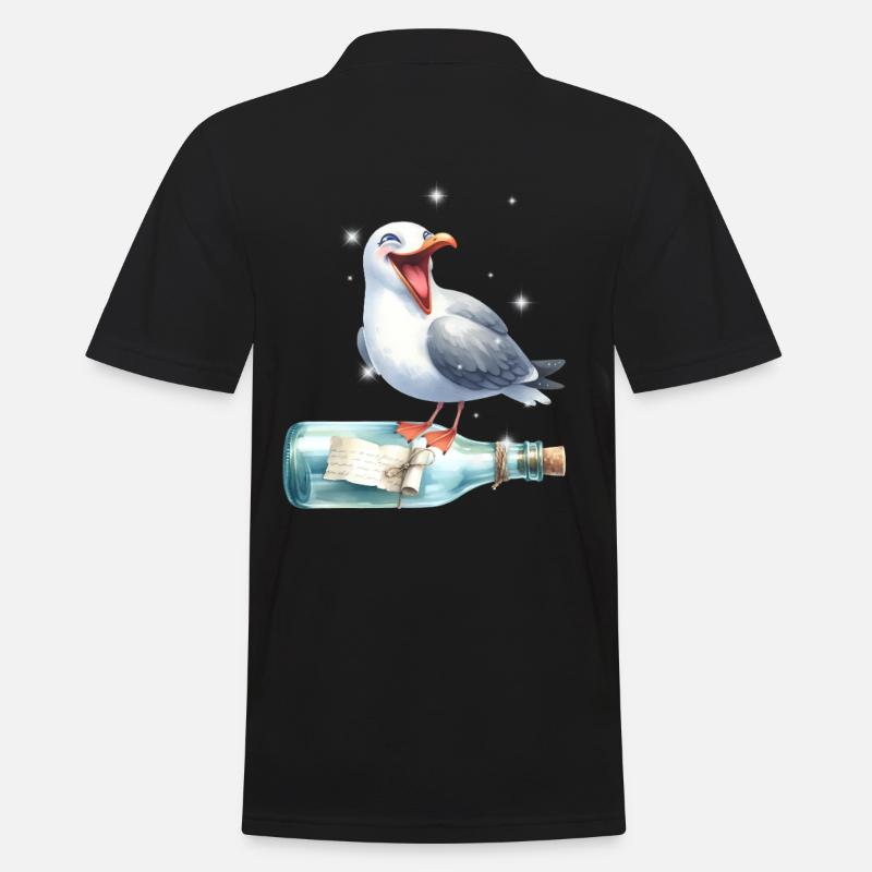 maritim Möwe Flaschenpost Möwen - Männer Poloshirt - Schwarz