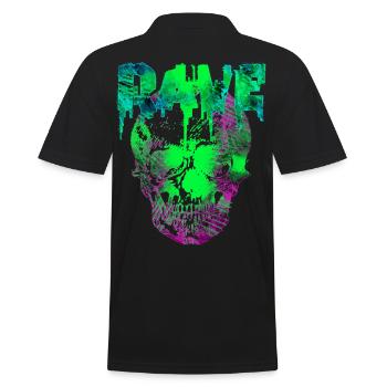 Green Acid Rave Glitch Skull - Men's Polo Shirt - black - Back - Kai (181cm)