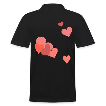in love heartfelt love hearts valential lovers - Men's Polo Shirt - black - Back - Kai (181cm)