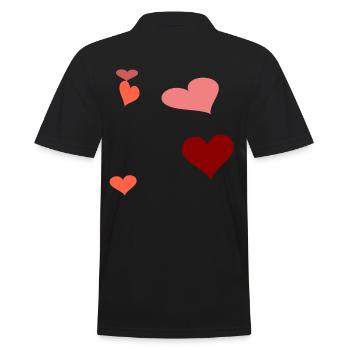 Heart Heart Warm Gift Idea Birthday - Men's Polo Shirt - black - Back - Kai (181cm)