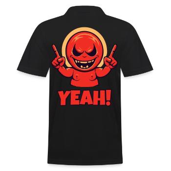 Finger in die Luft zeigen, roter Kerl sagt yeah - Männer Poloshirt - Schwarz - Hinten - Kai (181cm)
