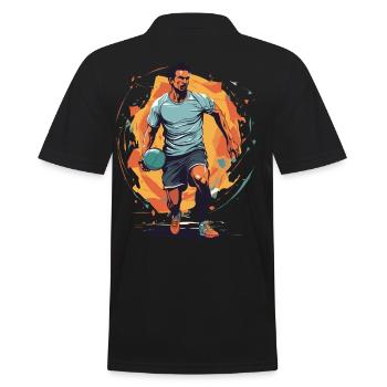 Handball Player Streetwear Iconic Style Design - Men's Polo Shirt - black - Back - Kai (181cm)