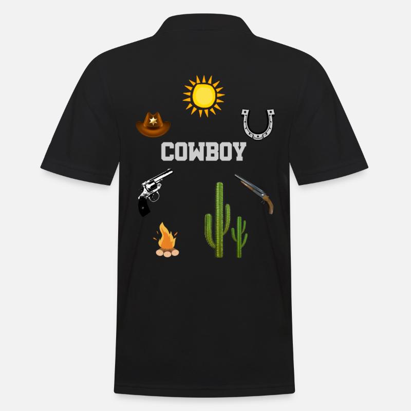 Cowboy - Männer Poloshirt - Schwarz