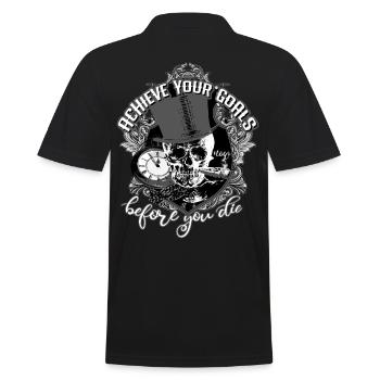 Ziele erreichen Totenkopf Schädel Motivation Idee - Männer Poloshirt - Schwarz - Hinten - Kai (181cm)