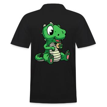Dino Drache Fantasy Kind Kekse Geburtstagsgeschenk - Männer Poloshirt - Schwarz - Hinten - Kai (181cm)