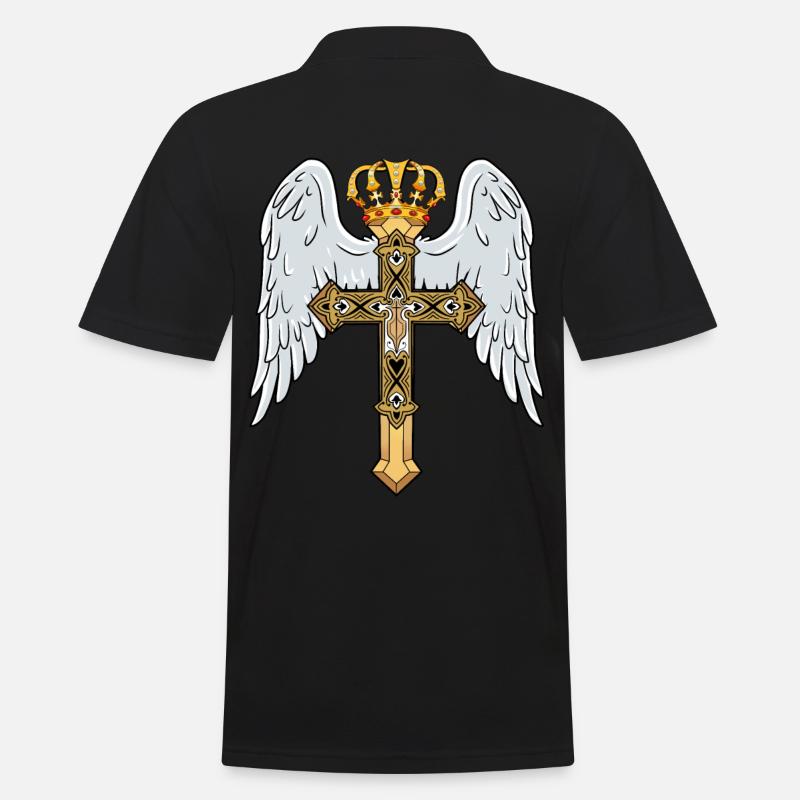 Himmlisches Kreuz mit Krone - Männer Poloshirt - Schwarz