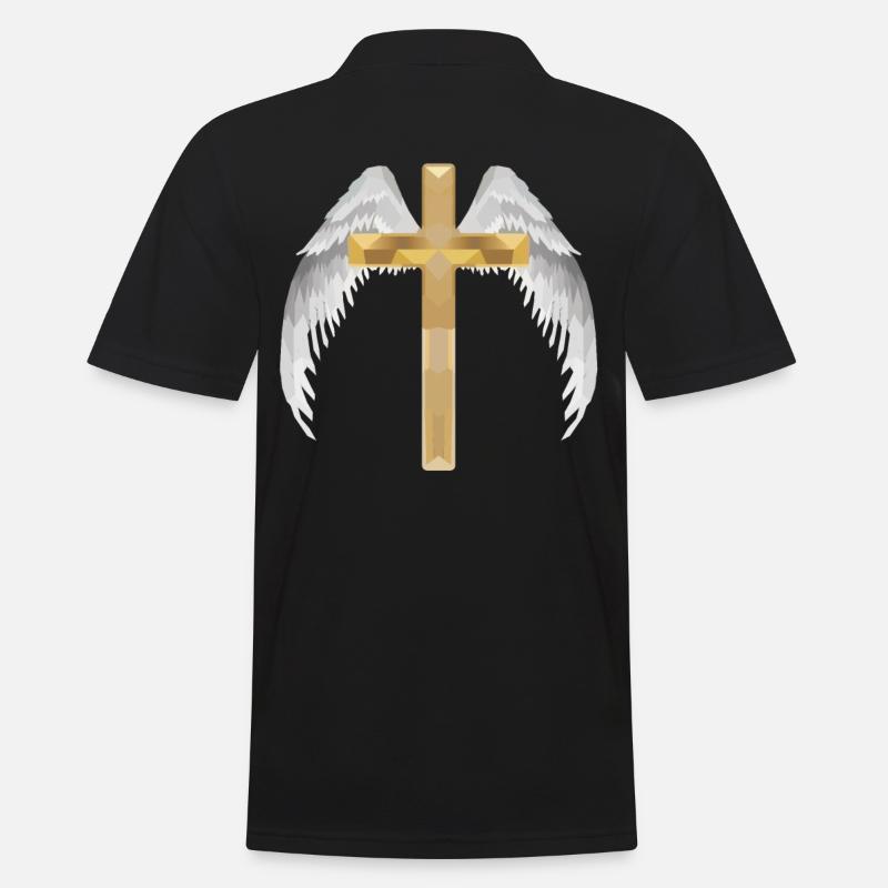 Polygon cross with wing - Men's Polo Shirt - black