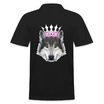 Krone POLYGON WOLF Husky Wölfe Rudel - Männer Poloshirt - Schwarz - Hinten - Kai (181cm)