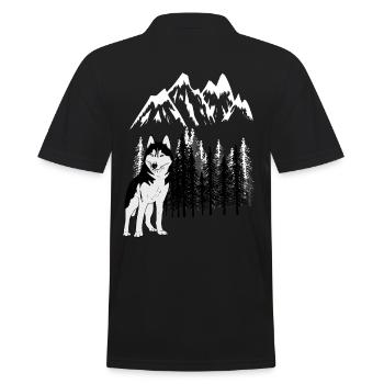 Mountains Husky Wilderness Wild Xmas Dog - Men's Polo Shirt - black - Back - Kai (181cm)