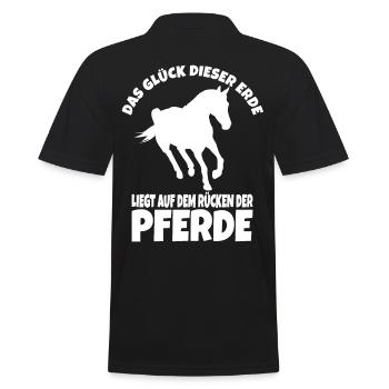Das Glück der Erde liegt auf dem Rücken der Pferde - Männer Poloshirt - Schwarz - Hinten - Kai (181cm)
