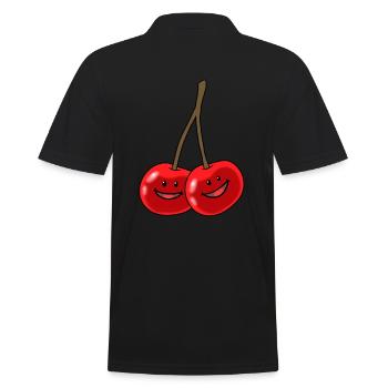 Kirsche Kirschen Sommer Süß Fruchtig happy - Männer Poloshirt - Schwarz - Hinten - Kai (181cm)