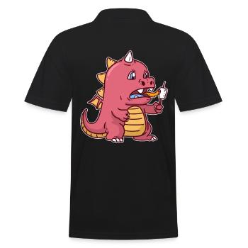 Drachen Drache Marshmallow - Männer Poloshirt - Schwarz - Hinten - Kai (181cm)