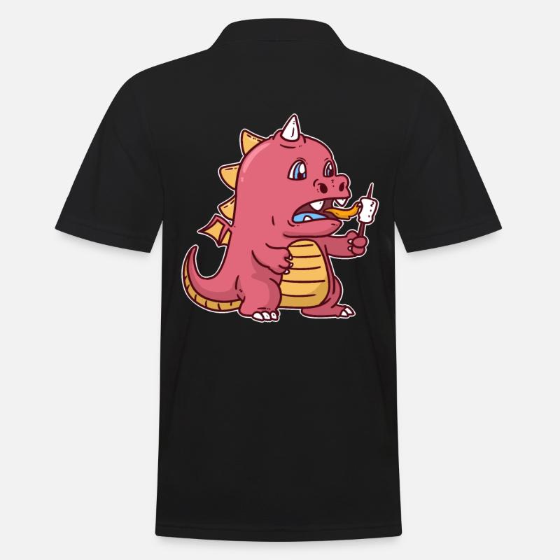 Drachen Drache Marshmallow - Männer Poloshirt - Schwarz