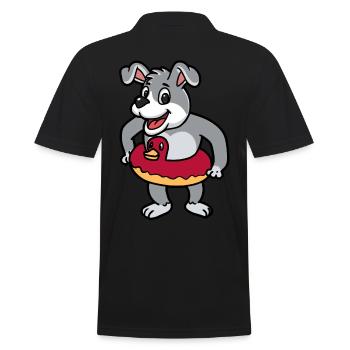 Kind Schwimmer Hund schwimmen Sommer baden - Männer Poloshirt - Schwarz - Hinten - Kai (181cm)