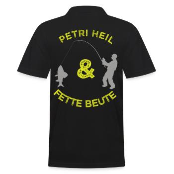 Petri Heil et son gros pêcheur - Polo Homme - noir - Dos - Kai (181cm)