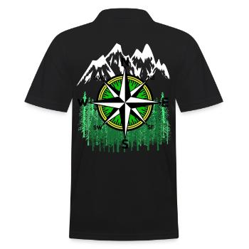 Wilderness Mountains Mountain Compass Windrose Mountains - Men's Polo Shirt - black - Back - Kai (181cm)